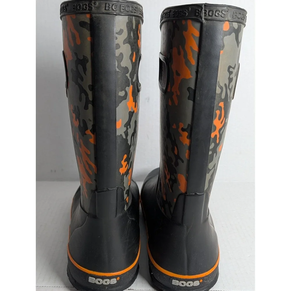 BOGS Neo Camo Waterproof Rain Boots Youth Size 6 Gray Orange Hunting